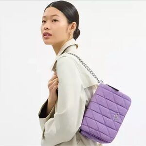 Pretty Coach Lavender Purple Quilted Quinn Chain Shoulder / Crossbody Denim Jean